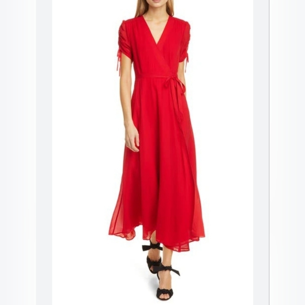 Polo Ralph Lauren Ely Ruched Short Sleeve Wrap Dress